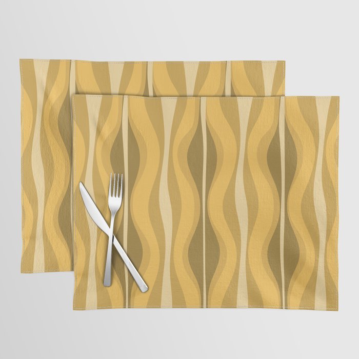 Hourglass Mid-Century Modern Abstract Pattern Honey Mustard Yellow Placemat Gallery Image 1