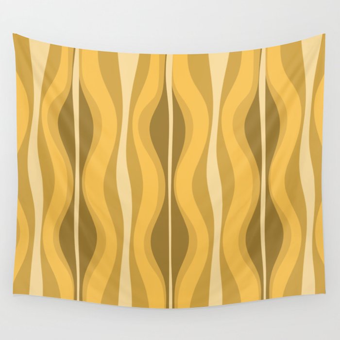 Hourglass Mid-Century Modern Abstract Pattern Honey Mustard Yellow Wall Tapestry Gallery Image 1