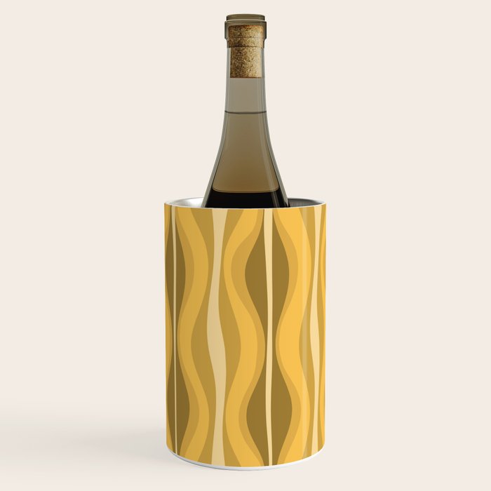 Hourglass Mid-Century Modern Abstract Pattern Honey Mustard Yellow Wine Chiller Gallery Image 2