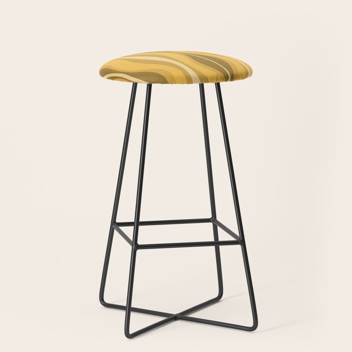 Hourglass Mid-Century Modern Abstract Pattern Honey Mustard Yellow Stool Gallery Image 1