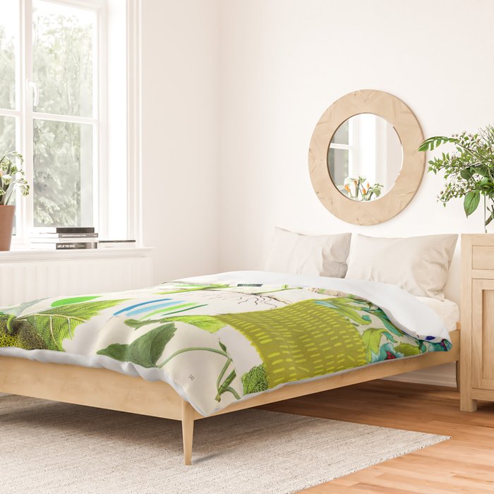Green Botanical by Pam Smilow Duvet Cover Gallery Image 2