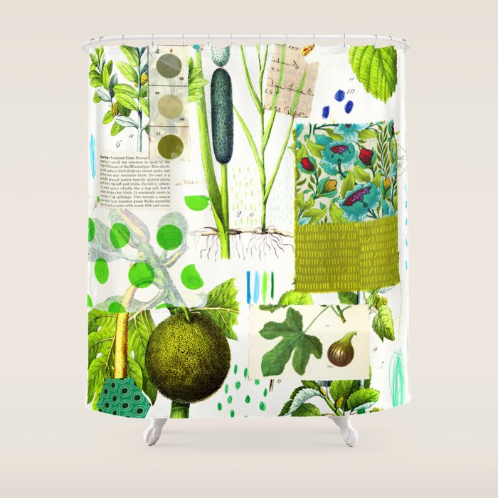 Green Botanical by Pam Smilow Shower Curtain Gallery Image 1