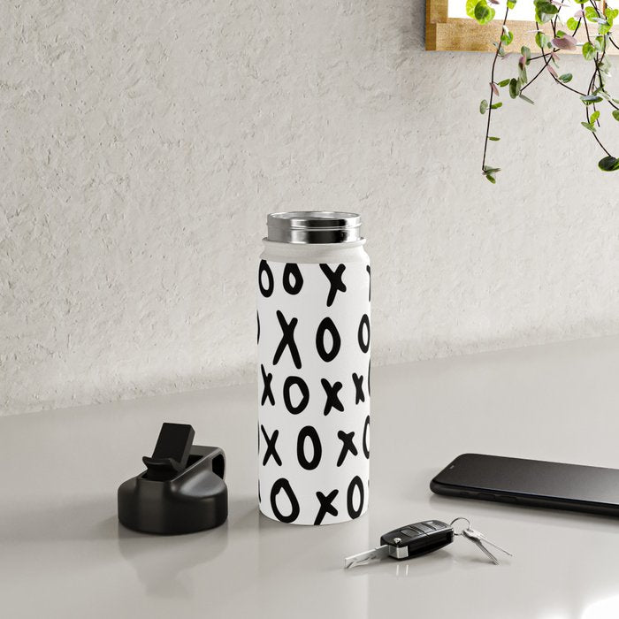 Hugs and Kisses in White and Black Water Bottle Gallery Image 4