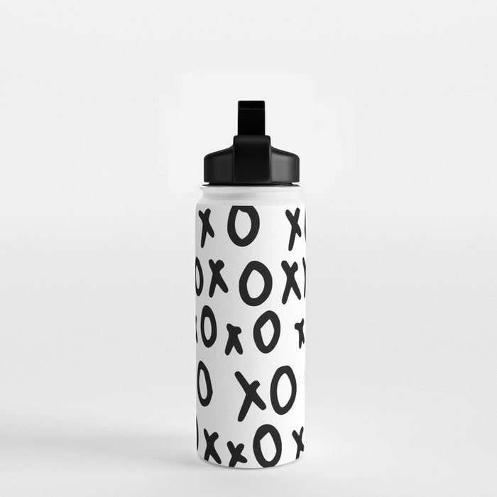 Hugs and Kisses in White and Black Water Bottle Gallery Image 2