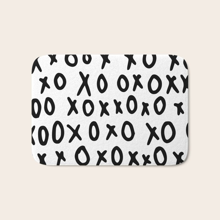 Hugs and Kisses in White and Black Bath Mat Gallery Image 1