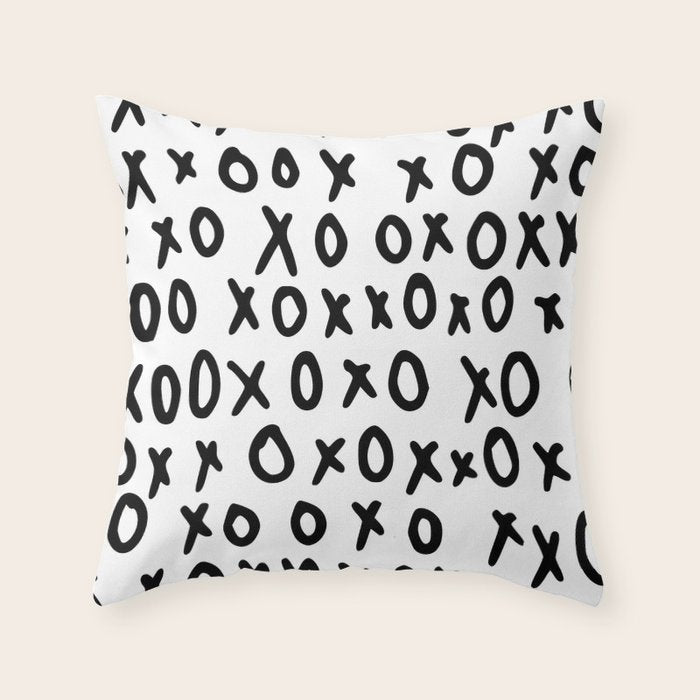 Hugs and Kisses in White and Black Throw Pillow Gallery Image 6