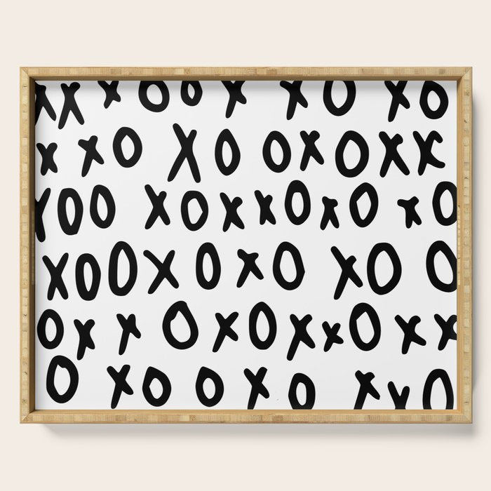 Hugs and Kisses in White and Black Serving Tray Gallery Image 1