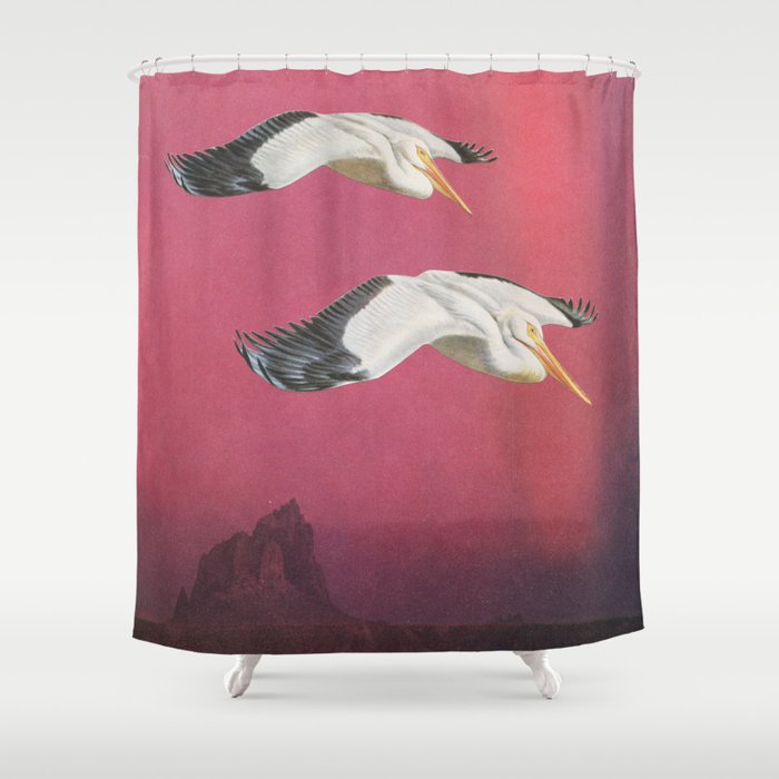 Pelicans in Space Shower Curtain Gallery Image 1