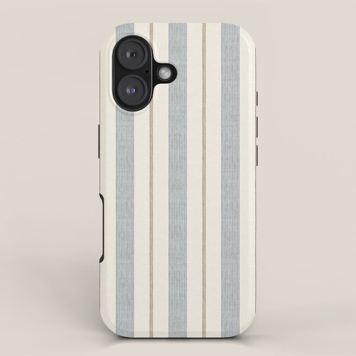 ivy stripes - blue, rust on cream iPhone Case Gallery Image 1
