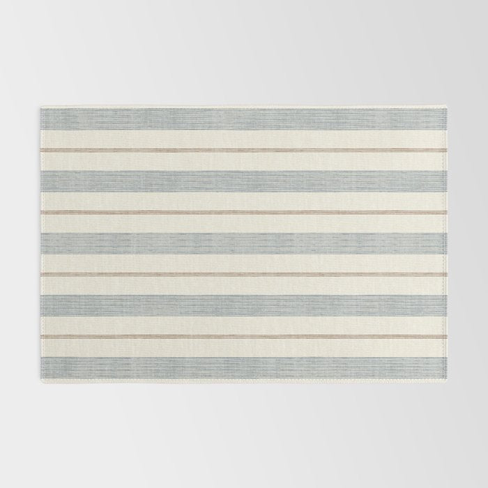 ivy stripes - blue, rust on cream Rug Gallery Image 2