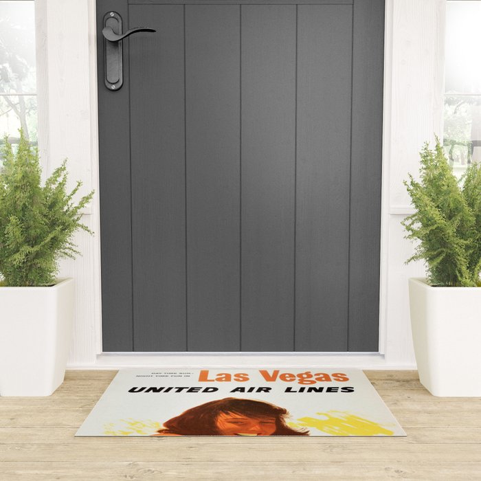 Vintage Las Vegas United Air Lines Travel Poster "Day Time Sun Night Time Fun" Welcome Mat Gallery Image 3
