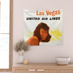 Vintage Las Vegas United Air Lines Travel Poster "Day Time Sun Night Time Fun" Wall Tapestry Gallery Image 2
