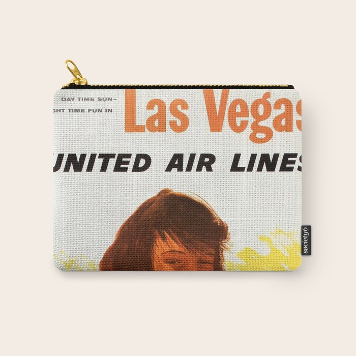 Vintage Las Vegas United Air Lines Travel Poster "Day Time Sun Night Time Fun" Carry All Pouch Gallery Image 1