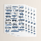 Transportation Alphabet in Blue  Wrapping Paper Gallery Image 3