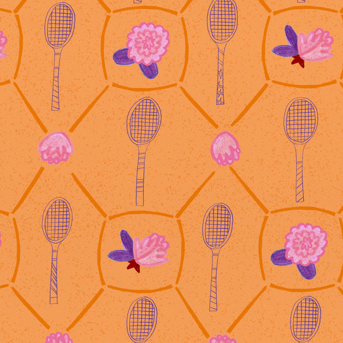 Tennis Rackets & Roses in Peach & Orange Coffee Mug Gallery Image 2