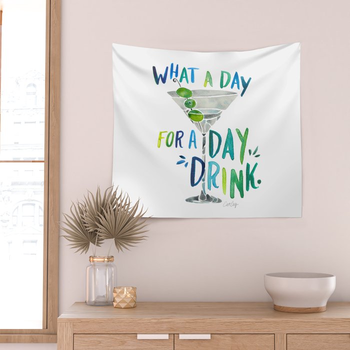 What a Day for a Day Drink - Blue & Green Palette Wall Tapestry Gallery Image 2