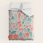 Modern Floral Prints, Coral, Teal Green and Gray Comforter Gallery Image 6