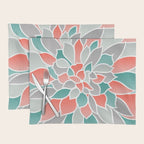 Modern Floral Prints, Coral, Teal Green and Gray Placemat Gallery Image 1