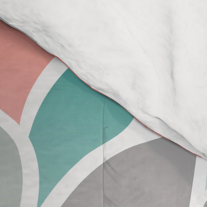 Modern Floral Prints, Coral, Teal Green and Gray Comforter Gallery Image 4