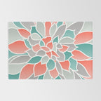 Modern Floral Prints, Coral, Teal Green and Gray Rug Gallery Image 2