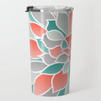 Modern Floral Prints, Coral, Teal Green and Gray Travel Mug Gallery Image 3