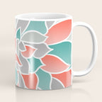 Modern Floral Prints, Coral, Teal Green and Gray Coffee Mug Gallery Image 1