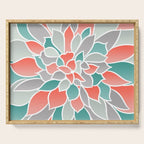 Modern Floral Prints, Coral, Teal Green and Gray Serving Tray Gallery Image 1