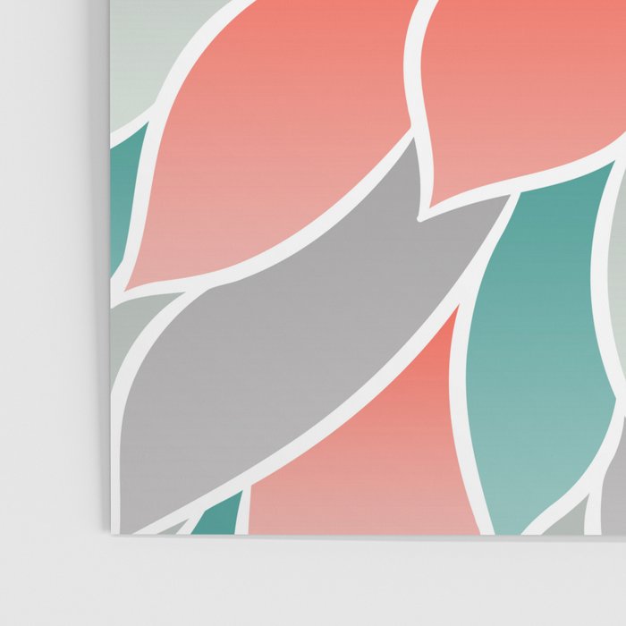 Modern Floral Prints, Coral, Teal Green and Gray Poster Gallery Image 3