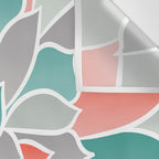 Modern Floral Prints, Coral, Teal Green and Gray Wall Tapestry Gallery Image 3