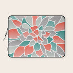 Modern Floral Prints, Coral, Teal Green and Gray Laptop Sleeve Gallery Image 1