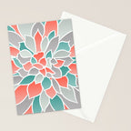 Modern Floral Prints, Coral, Teal Green and Gray Stationery Card Gallery Image 2