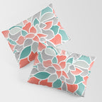 Modern Floral Prints, Coral, Teal Green and Gray Pillow Sham Gallery Image 3