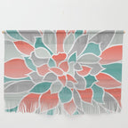 Modern Floral Prints, Coral, Teal Green and Gray Wall Hanging Gallery Image 1