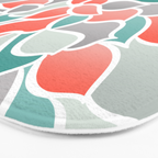 Modern Floral Prints, Coral, Teal Green and Gray Bath Mat Gallery Image 3