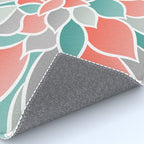 Modern Floral Prints, Coral, Teal Green and Gray Rug Gallery Image 4