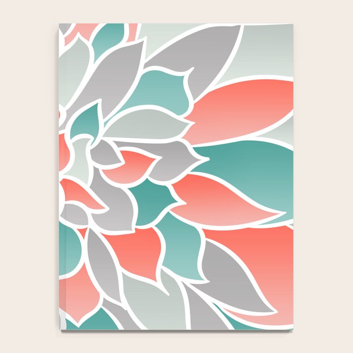 Modern Floral Prints, Coral, Teal Green and Gray Notebook Gallery Image 4