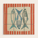 Le Sardine With Pink Stripes - Retro Art Print Wood Wall Art Gallery Image 1