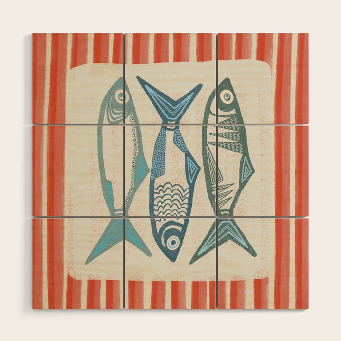Le Sardine With Pink Stripes - Retro Art Print Wood Wall Art Gallery Image 1