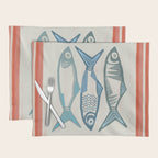Le Sardine With Pink Stripes - Retro Art Print Placemat Gallery Image 1