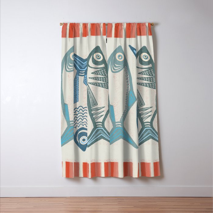 Le Sardine With Pink Stripes - Retro Art Print Window Curtain Gallery Image 3