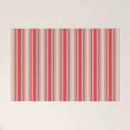 Old Fashioned Retro Christmas Stripe Pattern Vertical Pink, Red, Green, and Beige Welcome Mat Gallery Image 1