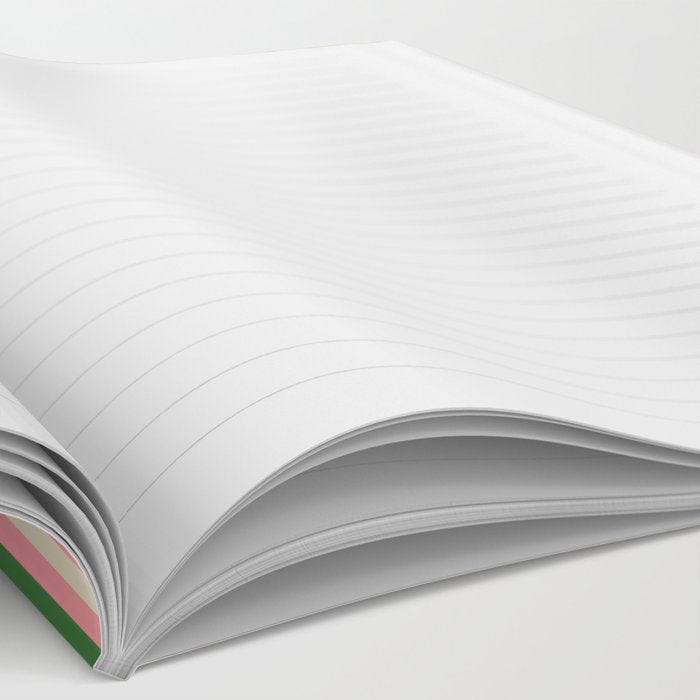 Old Fashioned Retro Christmas Stripe Pattern Vertical Pink, Red, Green, and Beige Notebook Gallery Image 2