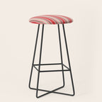 Old Fashioned Retro Christmas Stripe Pattern Vertical Pink, Red, Green, and Beige Stool Gallery Image 1