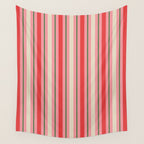 Old Fashioned Retro Christmas Stripe Pattern Vertical Pink, Red, Green, and Beige Wall Tapestry Gallery Image 4