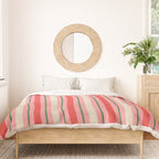 Old Fashioned Retro Christmas Stripe Pattern Vertical Pink, Red, Green, and Beige Duvet Cover Gallery Image 3
