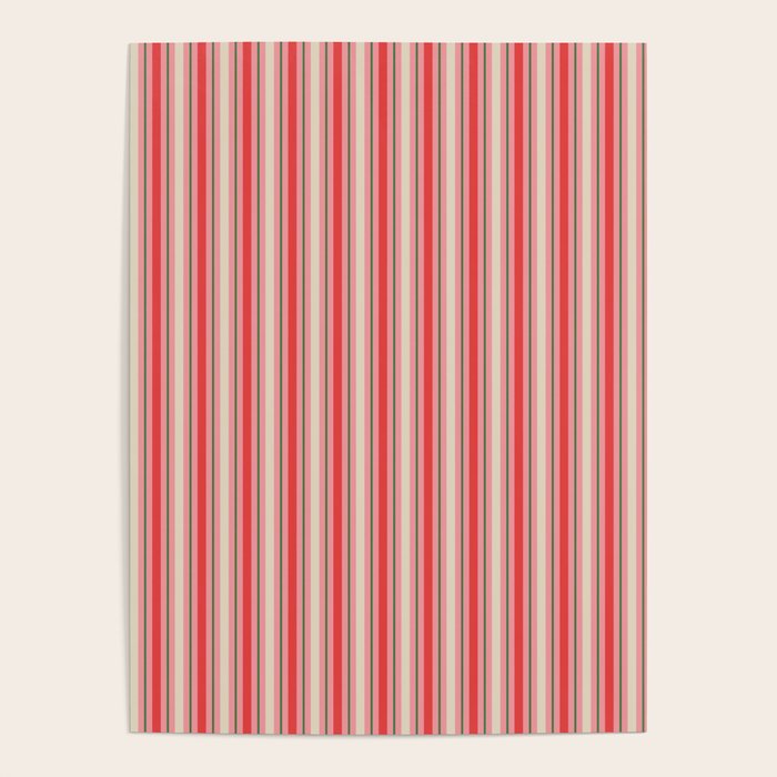 Old Fashioned Retro Christmas Stripe Pattern Vertical Pink, Red, Green, and Beige Poster Gallery Image 4