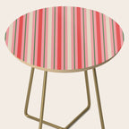 Old Fashioned Retro Christmas Stripe Pattern Vertical Pink, Red, Green, and Beige Side Table Gallery Image 2