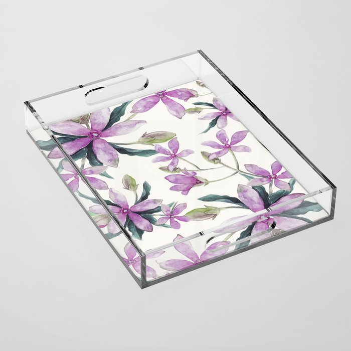 Purple flowers Acrylic Tray Gallery Image 1