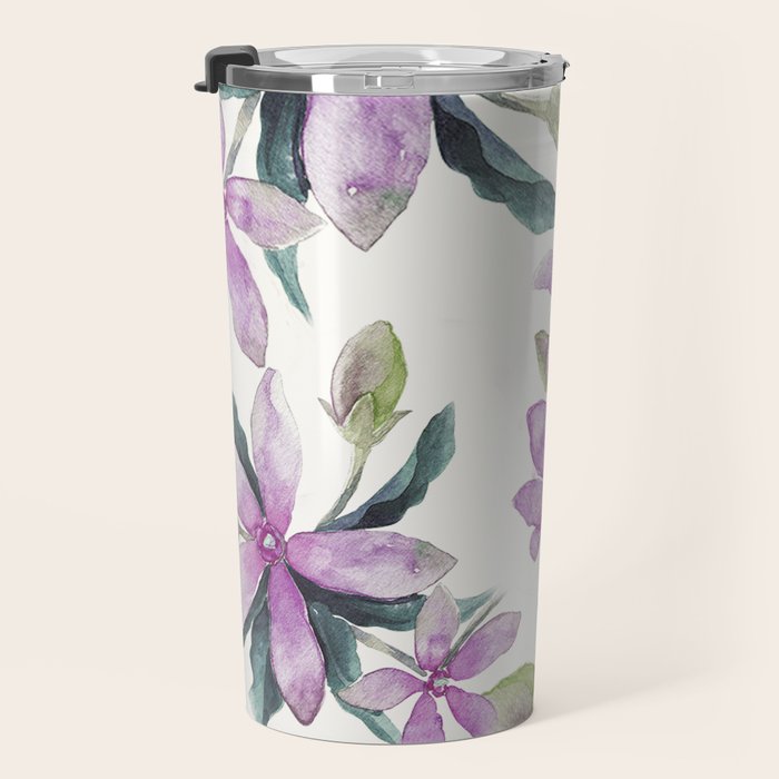 Purple flowers Travel Mug Gallery Image 3