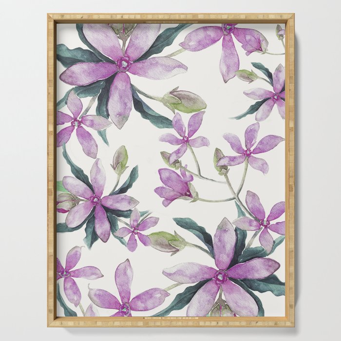Purple flowers Serving Tray Gallery Image 1